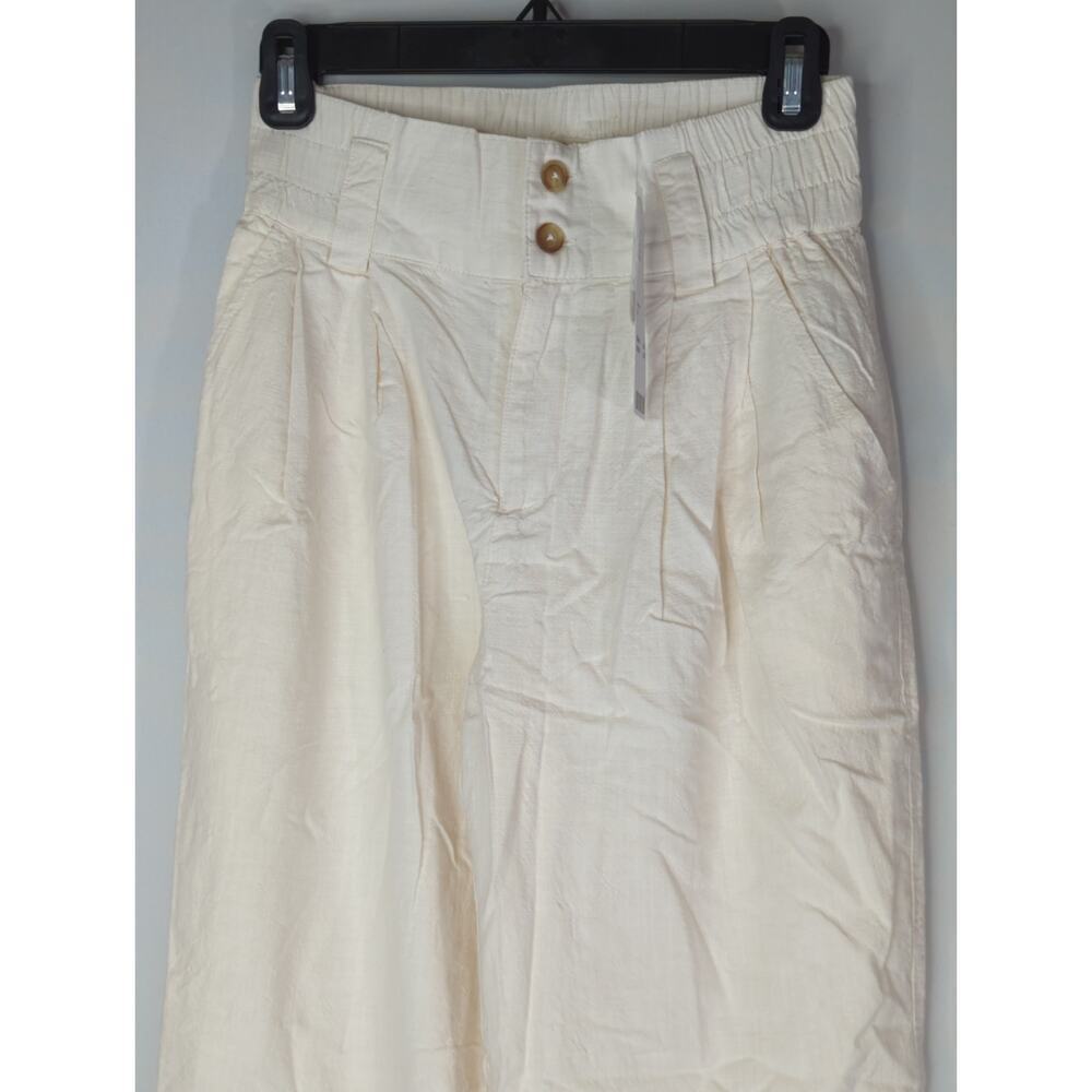 Urban Outfitters Ivory Cotton & Viscose Pleated Tapered Pants X SMALL NWT - Picture 3 of 9